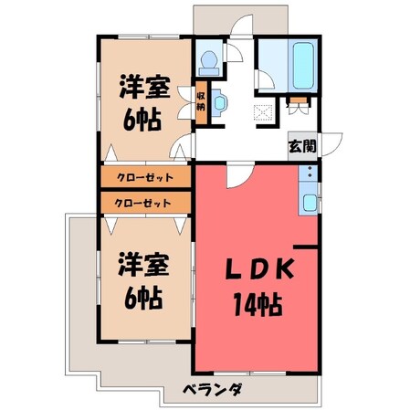 宇都宮駅 バス12分  下戸祭2丁目下車：停歩3分 2階の物件間取画像